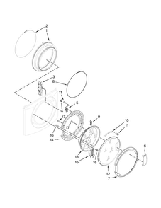 Washer Door Parts Diagram and Parts List for MLE20PDCGW0  Maytag Washer Dryer Combo