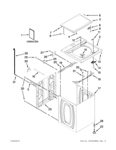 Top And Cabinet Parts Diagram and Parts List for 4GMVWC400YW1  Maytag Washer