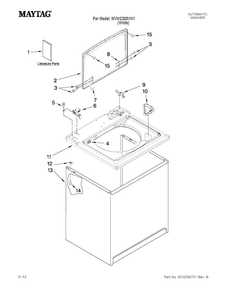 Top And Cabinet Parts Diagram and Parts List for MVWC300VW1  Maytag Washer