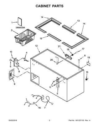 Cabinet Parts Diagram and Parts List for MZC31T15DW01  Maytag Freezer