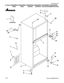 Cabinet Parts Diagram and Parts List for A8RXNGMWN00  Amana Refrigerator