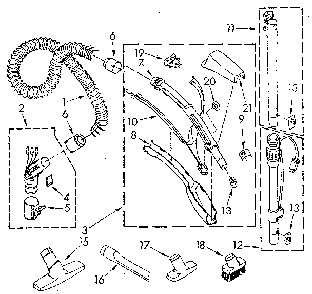 Hose And Attachment Diagram and Parts List for 1162043081  Kenmore Canister Vacuum