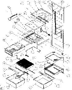 Refrigerator Shelving And Drawers Diagram and Parts List for SX120J-P7870122W  Amana Refrigerator