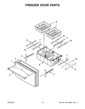 06 - Freezer Door Parts Diagram and Parts List for JFI2089AEP14  Jenn-Air Refrigerator