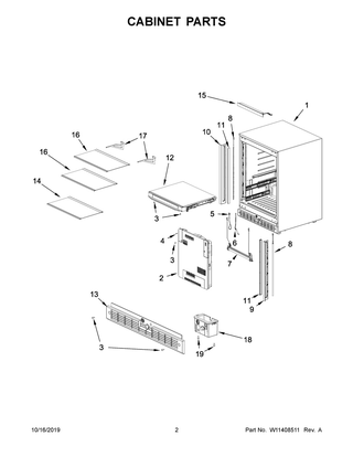 Cabinet Parts Diagram and Parts List for JURFL242HM00  Maytag Wine and Beverage Cooler