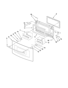 Microwave Door Parts Diagram and Parts List for JMW8530DAQ28  Jenn-Air Microwave Oven Combo
