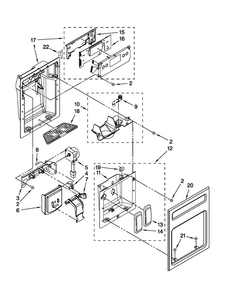 Dispenser Front Parts Diagram and Parts List for JS48CXDBDB13  Jenn-Air Refrigerator