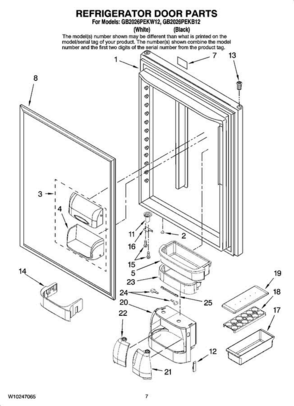 04 - Refrigerator Door Parts Diagram and Parts List for GB2026PEKB12  Amana Refrigerator