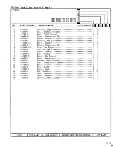 Freezer Compartment Page 2 Diagram and Parts List for 23802-0B  Admiral Refrigerator