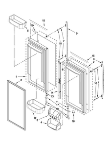 Refrigerator Door Parts Diagram and Parts List for JFC2290VPY3  Jenn-Air Refrigerator