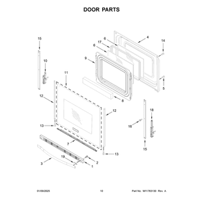 Door Parts Diagram and Parts List for CRGW3484RS0  Crosley Range