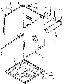 Cabinet, Exhaust Duct And Base Diagram and Parts List for NE8633W43921  Speed Queen Dryer