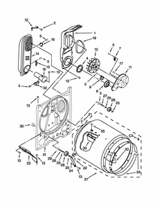 Bulkhead Parts Diagram and Parts List for MGDC300BW0  Maytag Dryer