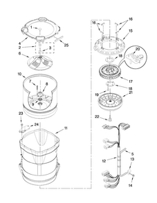 Motor, Basket And Tub Parts Diagram and Parts List for MVWB755YL0  Maytag Washer