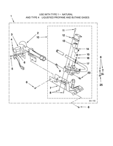 8318272 Burner Assembly Diagram and Parts List for CGD137HXW0  Crosley Dryer
