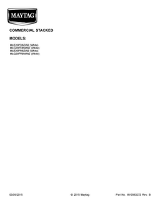 Cover Sheet Diagram and Parts List for MLE20PRBZW2  Maytag Washer Dryer Combo