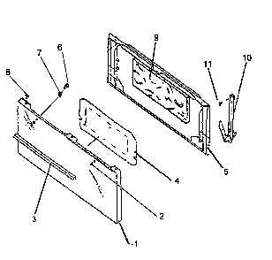 Oven Door Assy Diagram and Parts List for EBE26AA0-P1142474NW  Caloric Range