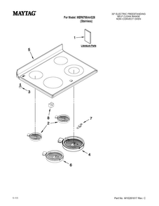 Cooktop Parts Diagram and Parts List for MER6755AAS26  Maytag Range