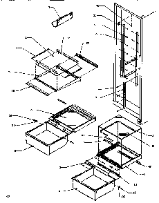 Shelving & Drawers Diagram and Parts List for SXD520NW-P1181101WW  Amana Refrigerator