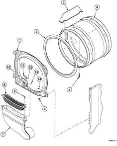 Drum Assy Diagram and Parts List for SSG709QF  Speed Queen Dryer