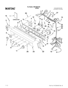 Washer/dryer Control Panel Parts Diagram and Parts List for MET3800XW0  Maytag Washer Dryer Combo