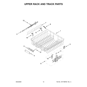 Upper Rack And Track Parts Diagram and Parts List for JDTS3924SL0  Jenn-Air Dishwasher