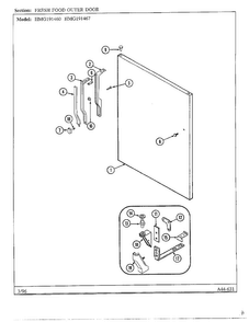 Fresh Food Outer Door Diagram and Parts List for HMG-191460  Admiral Refrigerator