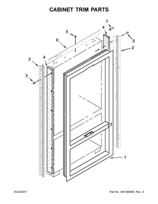 Cabinet Trim Parts Diagram and Parts List for JB36NXFXRE01  Jenn-Air Refrigerator