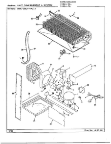 Unit Compartment And System Diagram and Parts List for 39824-7A  Admiral Refrigerator