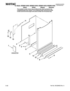 Door And Panel Parts Diagram and Parts List for MDBM601AWQ0  Maytag Dishwasher
