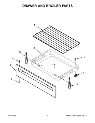 Drawer And Broiler Parts Diagram and Parts List for 4KAER5500AW1  Maytag Range
