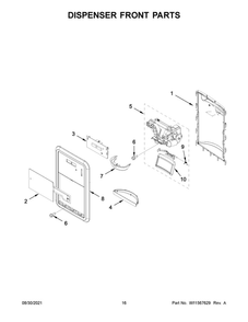 Dispenser Front Parts Diagram and Parts List for MFI2269FRB05  Maytag Refrigerator
