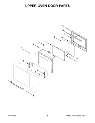 Upper Oven Door Parts Diagram and Parts List for JJW2830DB02  Maytag Wall Oven