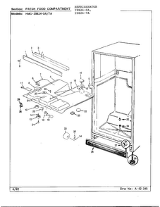 Fresh Food Compartment Diagram and Parts List for 39824-7A  Admiral Refrigerator