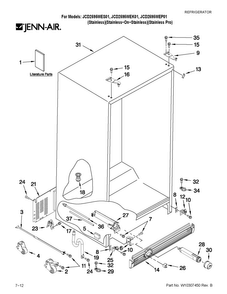 Cabinet Parts Diagram and Parts List for JCD2595WES01  Jenn-Air Refrigerator