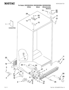 Cabinet Parts Diagram and Parts List for MSD2559XEM04  Maytag Refrigerator