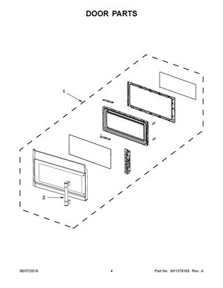 Door Parts Diagram and Parts List for MMV1174FK1  Maytag Microwave