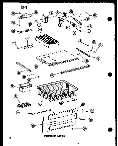 Interior Parts Diagram and Parts List for BKI-20E-L-P74702-7WL  Amana Refrigerator