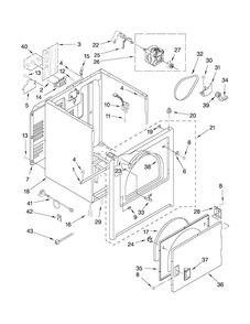 Cabinet Parts Diagram and Parts List for YAED4475TQ1  Admiral Dryer