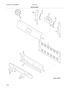 Backguard Diagram and Parts List for CRG3150PBD  Crosley Range
