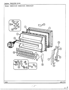 Freezer Door Diagram and Parts List for 191650  Admiral Refrigerator