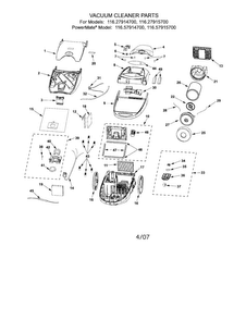 Vacuum Cleaner Diagram and Parts List for 11627914700  Kenmore Canister Vacuum