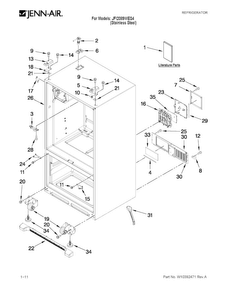 Cabinet Parts Diagram and Parts List for JFI2089WES4  Jenn-Air Refrigerator
