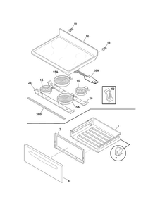 Top/drawer Diagram and Parts List for CCRE3870MWB  Crosley Range