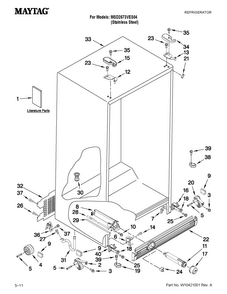 Cabinet Parts Diagram and Parts List for MSD2573VES04  Maytag Refrigerator