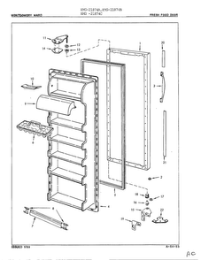 Fresh Food Door Diagram and Parts List for 21874A  Admiral Refrigerator