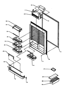 Refrigerator Inner Door Diagram and Parts List for BX22RE-P1161602WE  Amana Refrigerator