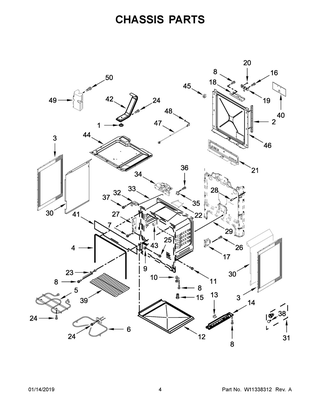 Chassis Parts Diagram and Parts List for YAES6603SFS2  Maytag Range
