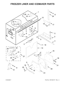 Part Location Diagram of W10636532 Whirlpool COVER-EVAP