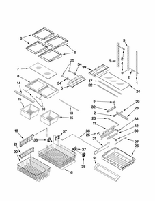 Shelf Parts Diagram and Parts List for GB2026PEKB5  Amana Refrigerator